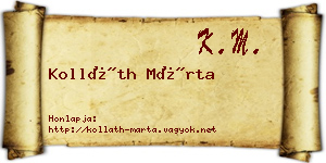 Kolláth Márta névjegykártya